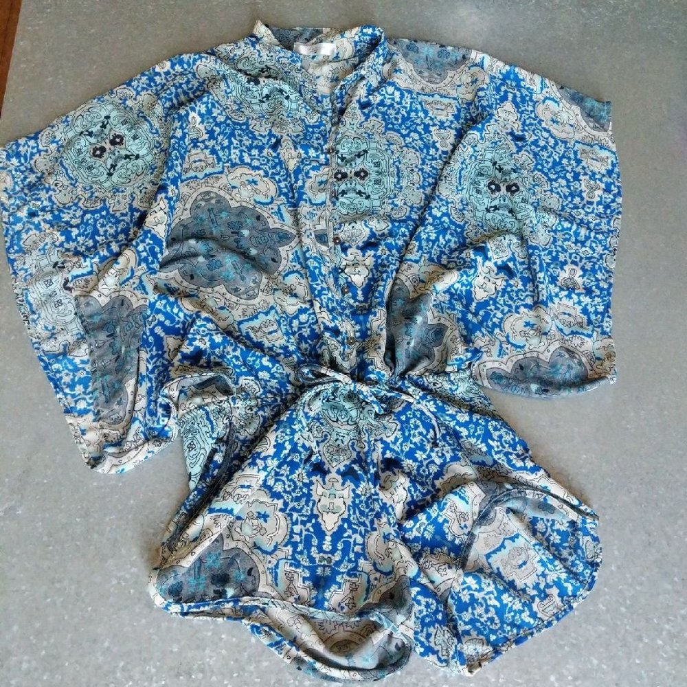 mahina Maui Hawaii Romper Cover-up Blue M